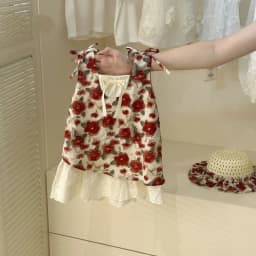Girl Dress Summer Red Flower Girl Holiday Dress Cute Beach Dress With Hat