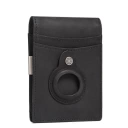 YKOSM Retro Luxury Genuine Leather Airtags Wallet RFID Blocking ID Credit Card Bag Business Men Cash Clip Anti-lost Card Holder