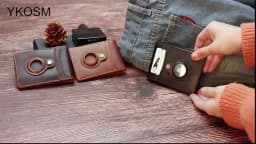 YKOSM Retro Luxury Genuine Leather Airtags Wallet RFID Blocking ID Credit Card Bag Business Men Cash Clip Anti-lost Card Holder