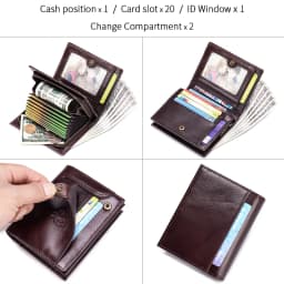 SCHLATUM Large Capacity Wallets for Men Genuine Leather RFID Blocking Accordion Credit Card Wallet with 21 Card Slots