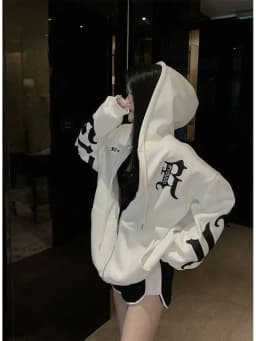 This year's new autumn and winter tide brand letter fashion hooded couple hoodie senior design sense loose large size coat