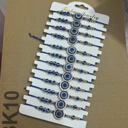 12Pcs/card Fashion Simple Retro Geometric Sapphire Blue Beaded Devil's Eye Series Hand-Woven Bracelet Women