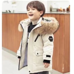 Boys Thickened Coat Thicken Winter Warm Jackets Children's Hooded Cotton Outerwear New Teenagers Large Fur Collar Clothing