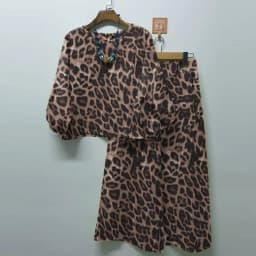 ZANZEA Fashion Leopard Print Pant Sets Women Lantern Sleeve Blouse Wide Leg Trouser 2pcs Outfits Autumn Streetwear 2-Piece Sets