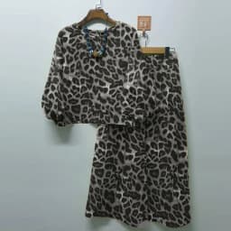 ZANZEA Fashion Leopard Print Pant Sets Women Lantern Sleeve Blouse Wide Leg Trouser 2pcs Outfits Autumn Streetwear 2-Piece Sets