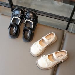 New Girls Princess Leather Shoes Black Lolita Children's Flats Sweet Chic Lace Kids Causal Shoes School Soft Bottom Versatile
