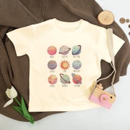 Planet Print Kids Shirts Planet Lover Outfit Toddler & Youth Retro Clothes Space Lover Child T-shirt Child Science School Shirt