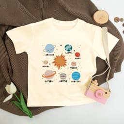 Planet Print Kids Shirts Planet Lover Outfit Toddler & Youth Retro Clothes Space Lover Child T-shirt Child Science School Shirt
