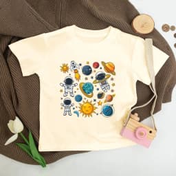 Planet Print Kids Shirts Planet Lover Outfit Toddler & Youth Retro Clothes Space Lover Child T-shirt Child Science School Shirt