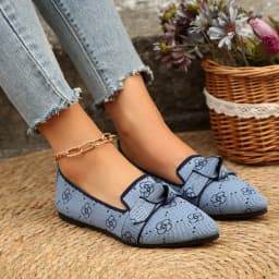 New Women's Knitted Slip on Flats Breathable Comfortable Solid Color Walking Shoes Casual Pointed Toe Walking Sneakers Loafers