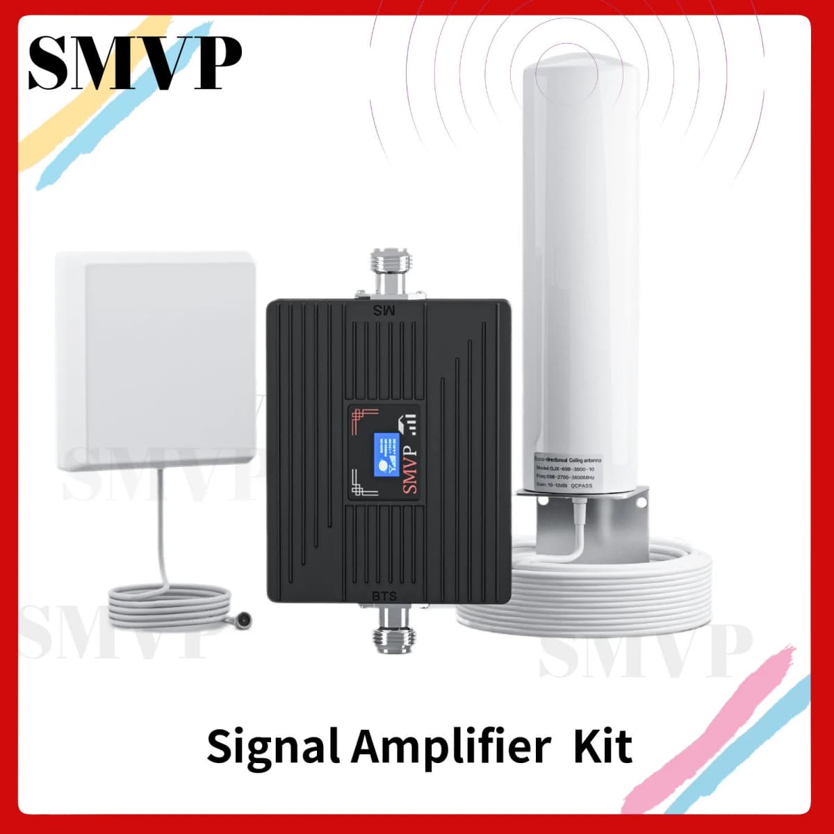 SMVP 360 ° omni Network, 2G, 3G, 4GAmplifier 1800 2100 2600mh Cellular Mobile Phone Signal Amplifier Kit and Internet Booster
