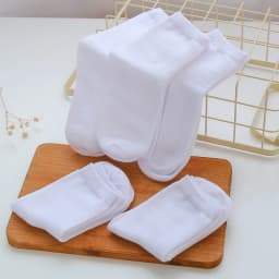 5-Pack Kids Socks Cotton Blend,Crew Socks for Boys and Girls, Comfy Breathable, Solid Color, School White Children Socks