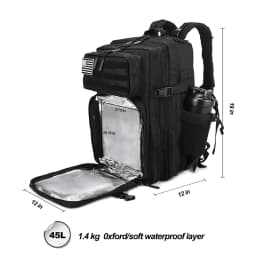 LHI 45L Meal Management Backpack Tactical Lunch Athletes Gym Bag Adults Insulated Fitness Sports Rucksack With Bottle Holder
