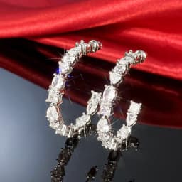Huitan Luxury Paved Cubic Zirconia Big Circle Hoop Earrings for Women Silver Plated Modern Fashion Lady's Accessories OL Jewelry