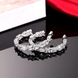 Huitan Luxury Paved Cubic Zirconia Big Circle Hoop Earrings for Women Silver Plated Modern Fashion Lady's Accessories OL Jewelry