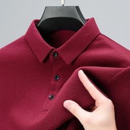New Men's Business Fashion Casual Long Sleeved Shirt Solid Color Polo Shirt Fashionable Breathable Comfortable Versatile Top