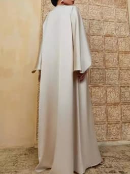 Muslim Clothing Split Floor Length Robe For Women Solid Color Round Neck Long Batwing Sleeves Loose Evening Dresses