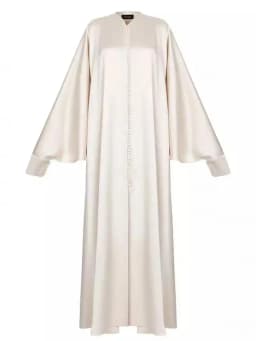 Muslim Clothing Split Floor Length Robe For Women Solid Color Round Neck Long Batwing Sleeves Loose Evening Dresses