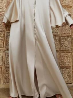 Muslim Clothing Split Floor Length Robe For Women Solid Color Round Neck Long Batwing Sleeves Loose Evening Dresses