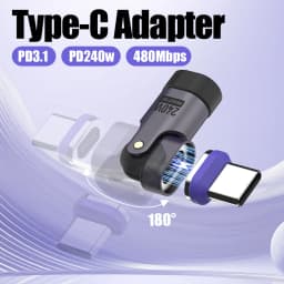 USB C Magnetic Adapter PD 240W 90 Degree Adapter Type C Right Angle Adapter 180 Degree USB C Connector USB C to USB C Adapter