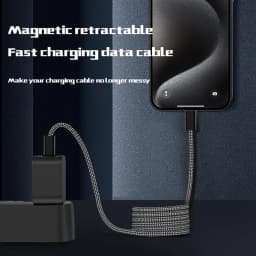 1.5M/2M 100W PD Fast Charging Cable Magnetic Suction Anti Winding USB C to USB Type C QC 4.0 Cord for iPhone 15 MacBook Huawei