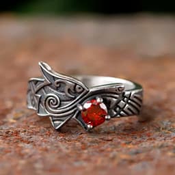 2024 new Stainless Steel Viking Dragon Ring with Red zircon Men's Fashion Vintage Animal Dragon Ring Viking Jewelry Gift