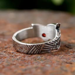 2024 new Stainless Steel Viking Dragon Ring with Red zircon Men's Fashion Vintage Animal Dragon Ring Viking Jewelry Gift