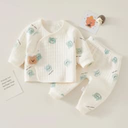Autumn Winter Thermal Underwear Suit Baby Clothing Sets Boys Girls Pajama Sets Baby Warm Sleepwear Cartoon Bear Kids Clothes