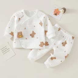 Autumn Winter Thermal Underwear Suit Baby Clothing Sets Boys Girls Pajama Sets Baby Warm Sleepwear Cartoon Bear Kids Clothes