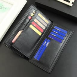 Men Bifold Business Leather Wallet Carteira Luxury Long Slim Masculina Male Purses Money Credit Card Thin Hombre Billetera