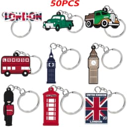 50PCS British Style Keychain Royal Guards Key Accessories Truck Bus Keyring for Motorcycle Car Key Holder Friends Key Gift