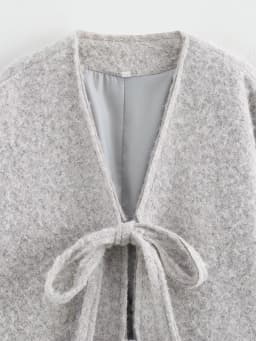 2024 Autumn WinterVintage Casual Chic Women Jackets Solid V-Neck Long Sleeve Lace-up Loose Thick Coats Fashion Outwears