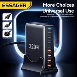 Essager 320W GAN Fast Charge 3.0 USB Type C Fast Charger 8-port 100W USB Type C PD Charger For MacBook Pro ipad iphone 16 15 14