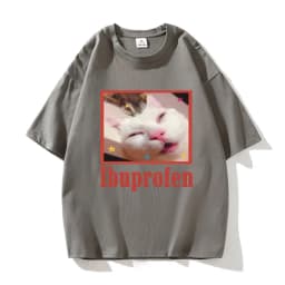 Ibuprofen Cat Meme T shirt Cotton High Quality male Pastel Graphic Classic t shirt aesthetic Colorful Grunge Retro 80s Punk