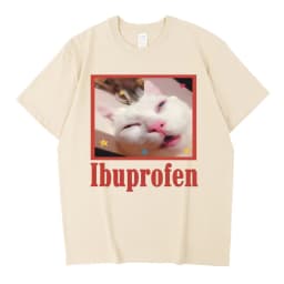Ibuprofen Cat Meme T shirt Cotton High Quality male Pastel Graphic Classic t shirt aesthetic Colorful Grunge Retro 80s Punk