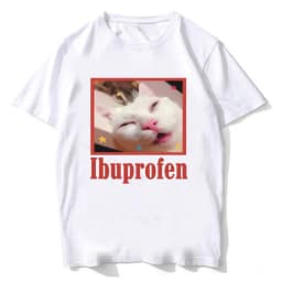 Ibuprofen Cat Meme T shirt Cotton High Quality male Pastel Graphic Classic t shirt aesthetic Colorful Grunge Retro 80s Punk