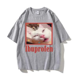 Ibuprofen Cat Meme T shirt Cotton High Quality male Pastel Graphic Classic t shirt aesthetic Colorful Grunge Retro 80s Punk
