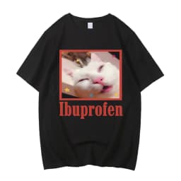 Ibuprofen Cat Meme T shirt Cotton High Quality male Pastel Graphic Classic t shirt aesthetic Colorful Grunge Retro 80s Punk