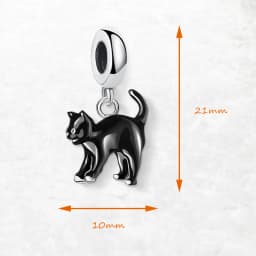 Black Cat Dangle Charm Pendant Brand New 925 Sterling Silver Trendy Gift For Women Men Jewelry