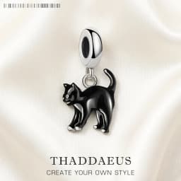 Black Cat Dangle Charm Pendant Brand New 925 Sterling Silver Trendy Gift For Women Men Jewelry