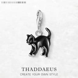 Black Cat Dangle Charm Pendant Brand New 925 Sterling Silver Trendy Gift For Women Men Jewelry