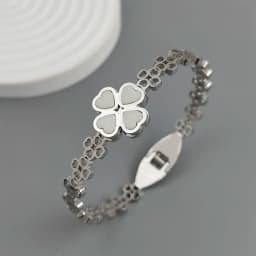 New four-leaf clover white shell stainless steel gold-plated bracelet 18K, high quality waterproof couple bracelet, wife gift