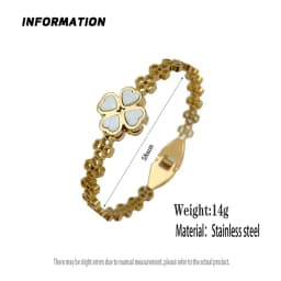 New four-leaf clover white shell stainless steel gold-plated bracelet 18K, high quality waterproof couple bracelet, wife gift
