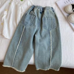 Girls Pants Spring and Autumn New Korean Fashionable All-match Straight Leg Casual Jeans Wide Leg Pants Kids Clothes