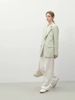 FSLE Versatile Elegant Style Blazer Jacket for Women 2025 New Arrival Unique Design Office Loose Top Green Chic Coat 25FS11075