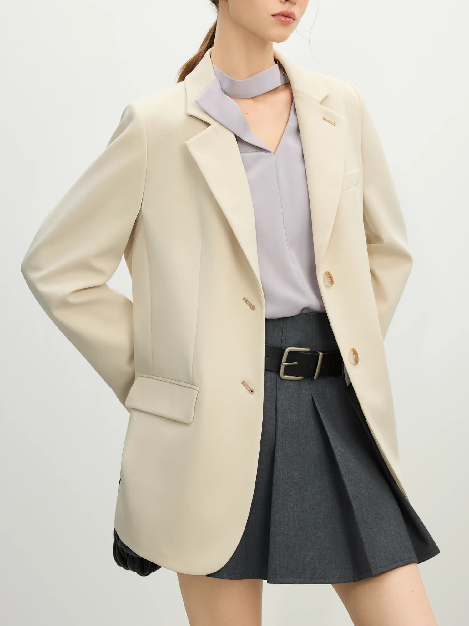 FSLE Versatile Elegant Style Blazer Jacket for Women 2025 New Arrival Unique Design Office Loose Top Green Chic Coat 25FS11075