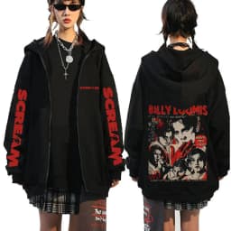 90s Horror Movie Scream Zipper Hoodie Billy Loomis We All Go A Little Mad Billy Zip Up Jacket Men Classic Vintage Zip Up Hoodies