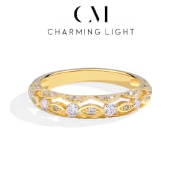 CHARMING Vintage Moissanite Diamond Ring for Women D VVS1 Color Hollow Band 925 Sterling Silver Stackable Wedding Jewelry Gifts