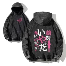 Men Acid Hoodies Bocchi The Rock Manga Top Print Vintage Pullover Casual Basis Long Sleeve Washed Hoodies
