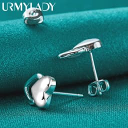 URMYLADY 925 Sterling Silver Love Heart Stud Earrings For Women Fashion Wedding Engagement Party Jewelry